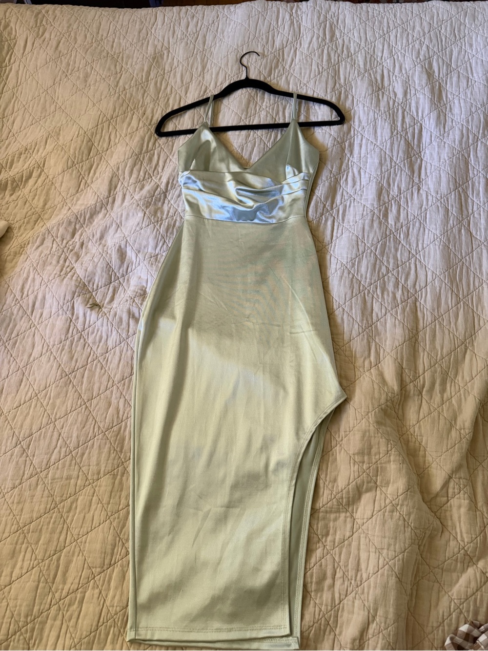 Satin Light Mint Midi Dress
